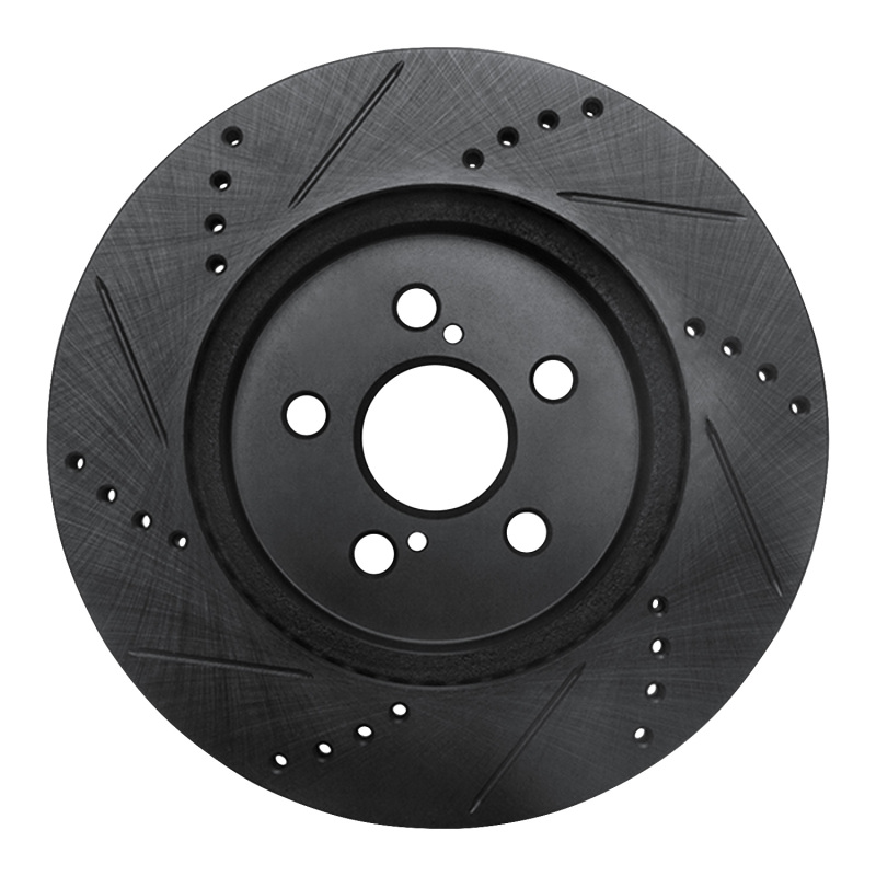 Toyota Corolla Brake Rotor (1) - Front Right - R1 Concepts - Drilled & Slotted - Black - `19-`25